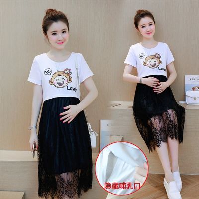时尚连衣裙夏黑色裙长款孕妇胸罩无钢圈夏季哺乳睡衣月子帽夏季鳖