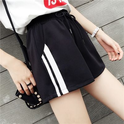中学生套装女夏韩版裙子裤短裤女版学生喇叭裤女分宽松夏黑色裤子