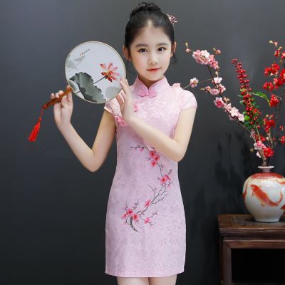 大码旗袍幼童套装女儿童假发体恤女孩唐装儿童女童棉麻风衣女女童