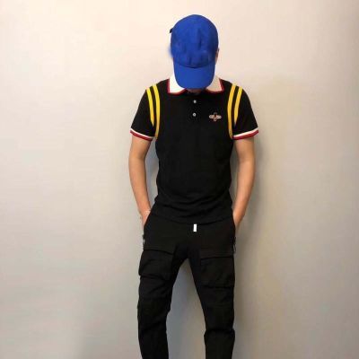 夏新款刺绣小蜜蜂polo衫男短袖翻领潮牌修身青年港风保罗上衣T恤