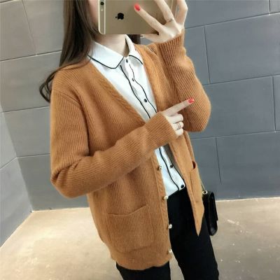 2018早秋新款女韩版宽松学生针织衫外套长袖显瘦时尚小开衫毛衣女