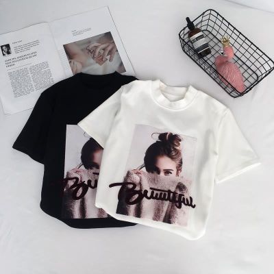 2018新款白色短袖t恤女夏韩版时尚百搭修身显瘦韩范黑色紧身上衣