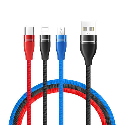 3A快充一拖三數據線三合一充電線 智能斷電 可同時充三臺手機通用
