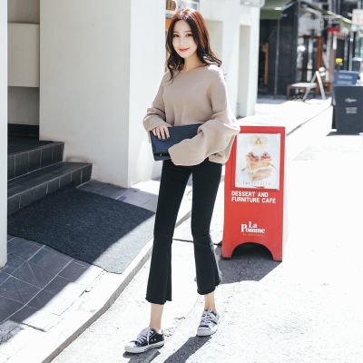 黑色微喇叭牛仔裤女韩版新款修身显瘦铅笔裤百搭ins超火的裤子潮