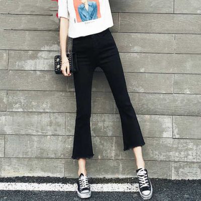 牛仔裤女秋2018新款韩版显瘦小脚长裤裤子喇叭裤九分紧身女裤