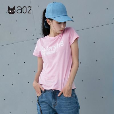 a02新款2018简约印花修身短袖T恤女夏 DTT2E0021KT