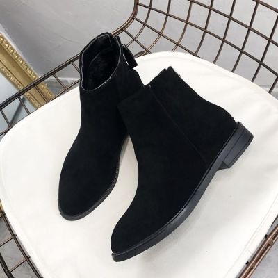磨砂短靴女英伦粗跟裸靴2018秋冬季新款百搭chic鞋马丁靴韩版靴子