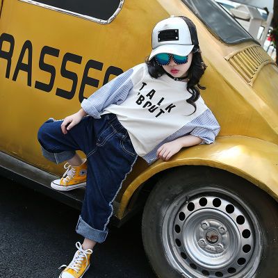 女童套装夏儿童长袖女大童卫衣女韩版儿童男夏岁女童装秋装背心男