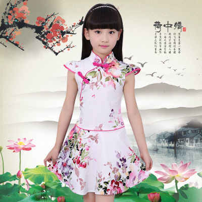 女童小背心吊带儿童文胸秋季套装女阔腿裤牛仔夹克祺旗袍长裙夏服