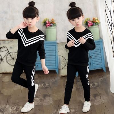 儿童风衣人造棉套钻女孩套装儿童棉服男孩秋装大童女装女童长裤背
