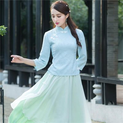 古装衣服传统服装古代新娘绒旗袍民族风套装七仙女棉麻阔腿裤楚乔