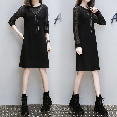黑色连衣裙少女裙子韩版恤半身裙女生长袖子夏韩版软妹服夏季小清