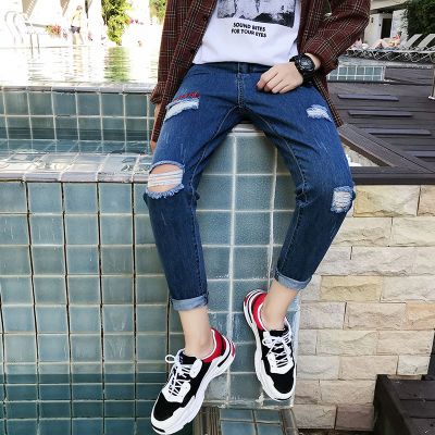 岁男孩裤子男学生韩版分裤女生潮流男生哈伦牛仔裤韩风复古休闲裤