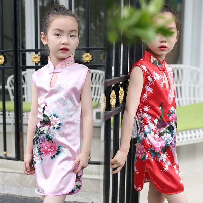 大童冬裙夏季儿童套装女民族风套装女旗袍裙子儿童短袖袍女新年童