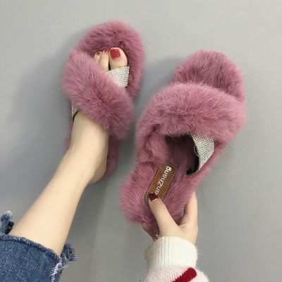 毛毛拖鞋女外穿网红秋季半拖鞋子欧洲站chic社会半托鞋港风穆勒鞋