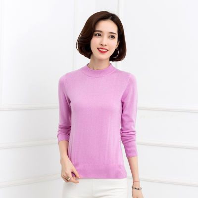2018秋冬新款羊绒衫女半高圆领纯色短款羊毛衫针织打底衫套头毛衣