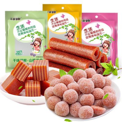 E山楂组合1500g/1000g山楂球果丹皮布丁山楂卷蜜饯休闲零食