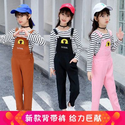背带裤女学生韩版宽松夏季七分4岁女童秋装女童牛仔裤2018新款男