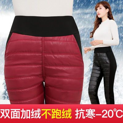 品质保证冬季女士保暖裤高腰羽绒棉裤加绒加厚大码保暖妈妈棉裤