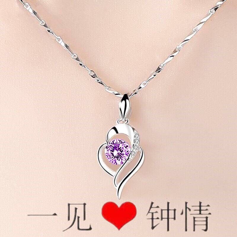 [send certificate + gift box] sterling silver women‘s necklace female pendant women‘s korean-style simple valentine‘s day birthday gift women