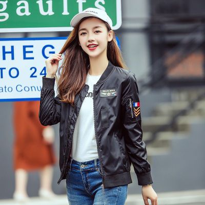 【歌琳妍】2018秋季小外套短款棒球服女飞行服宽松百搭夹克衫潮