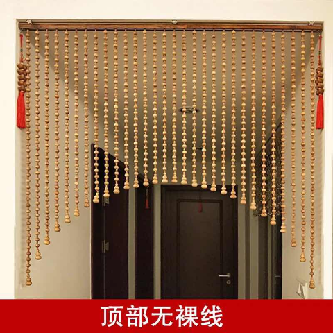 桃木葫芦珠帘实木佛门帘中国风玄关客厅隔断帘子卧室卫生间风水帘