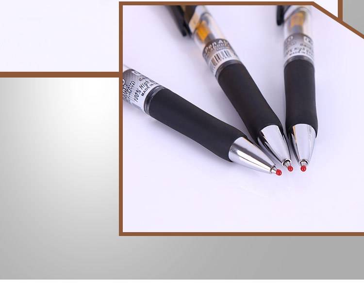 【12支】按动中性笔 0.5黑色签字笔 碳素笔红笔办公用品自动水笔