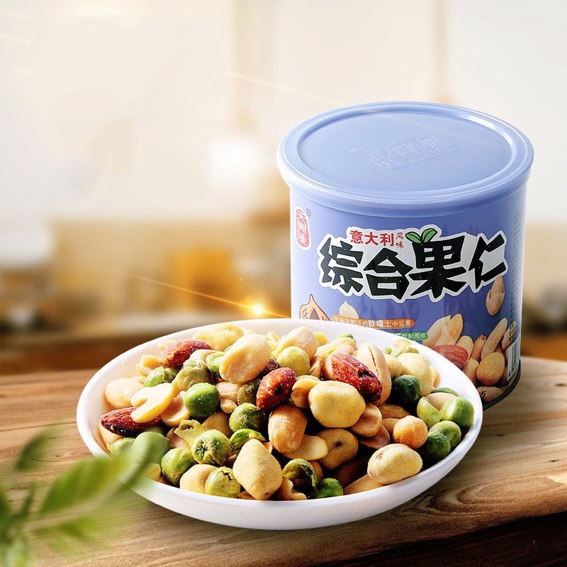 天兴隆综合果仁巴旦木花生炒货豆果子罐装208克