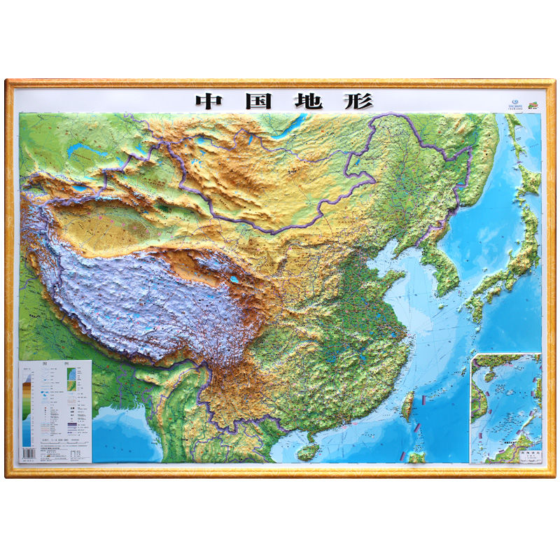 中国地形图超大1.1米x0.8米2019全新版三维立体地图挂图凹凸地图