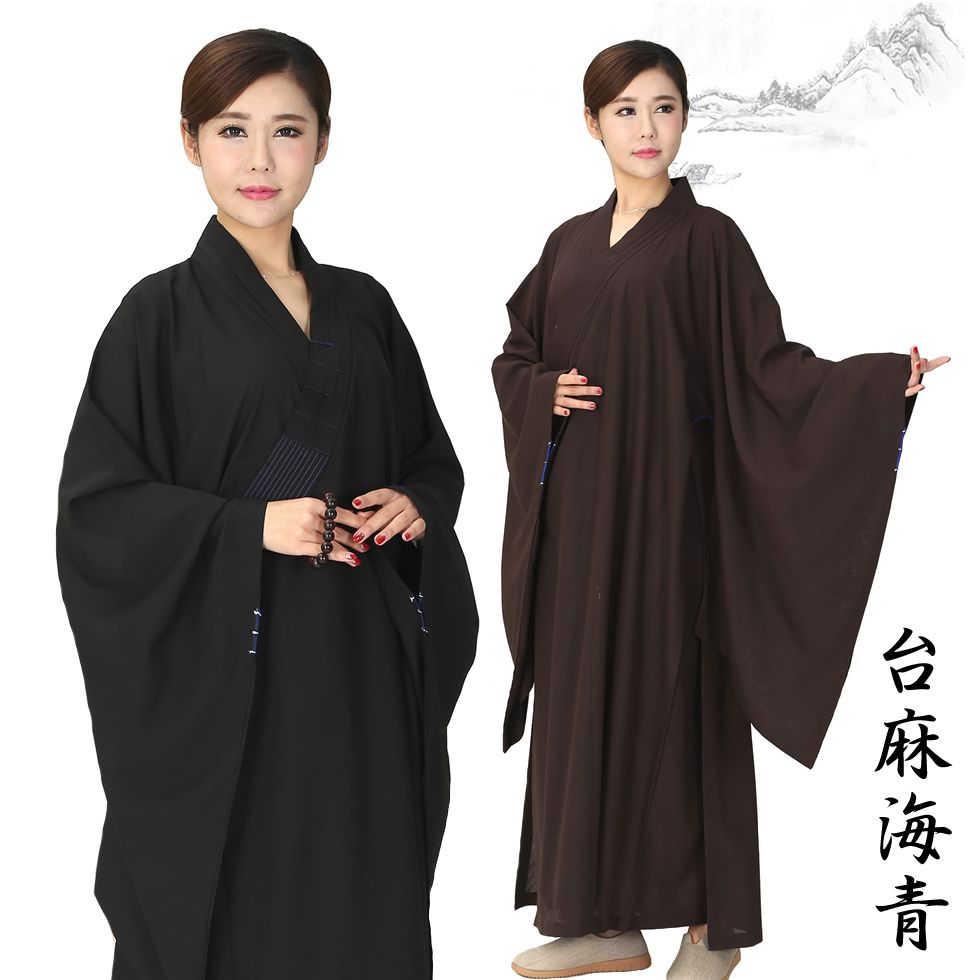 海青长褂佛衣居士服女长袖海清禅修男僧服佛教台麻面料包邮夏秋冬