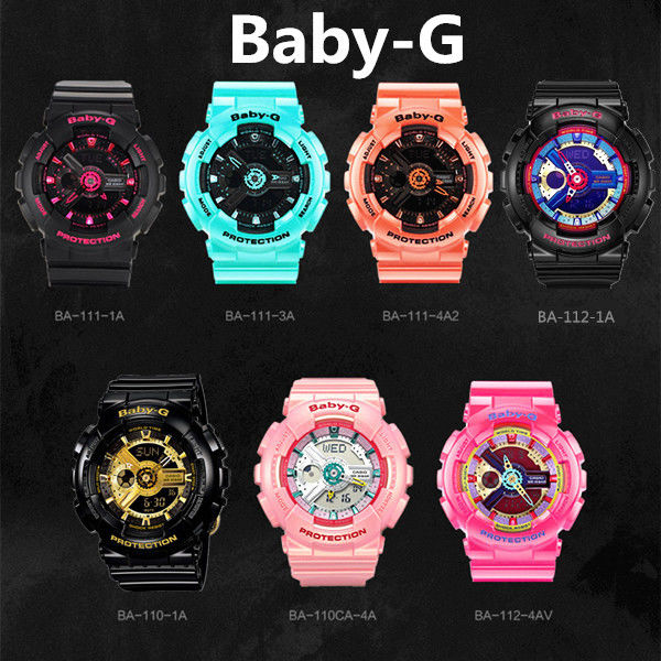 baby-g卡西手表女士学生韩版少女心粉色运动防水电子表ba-110-7a1