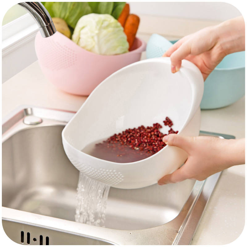 加厚淘米器洗米筛漏塑料淘米盆篮厨房用品沥水篮洗菜篮子洗菜盆