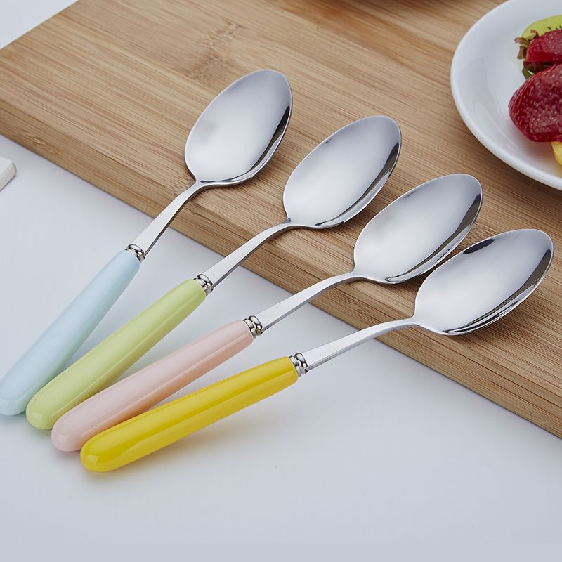 陶瓷不锈钢餐具韩版四件套筷子勺子叉子套装学生户外旅游便携餐具
