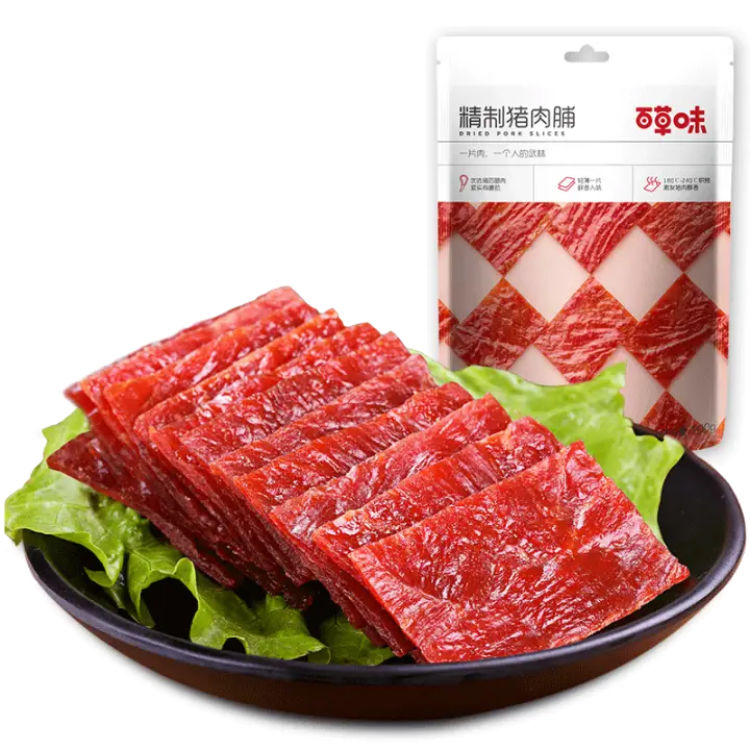 商品名:百草味猪肉脯155g大袋休闲零食肉干靖江特产小吃原味