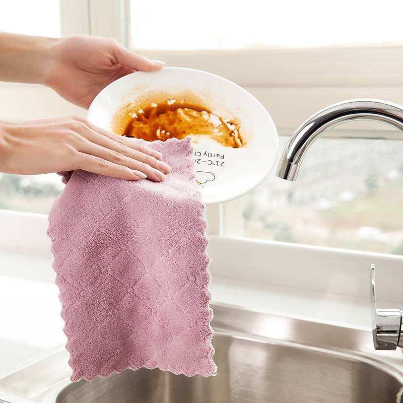 吸水不沾油洗碗布不掉毛抹布擦手巾清洁巾双面加厚抹布厨房百洁布