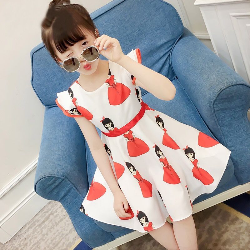 Children's summer Chiffon Dress middle school girl super foreign princess skirt 9-year-old baby 5-6-7-8 years old