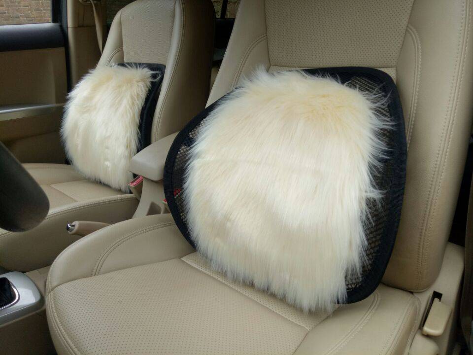 冬季汽车坐垫羊毛绒无靠背坐垫长毛绒腰靠靠垫通用毛垫车垫三件套