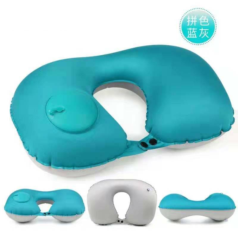 【专卖特惠赠】航空旅行枕按压充气U型枕便携式自动充气护颈u型枕
