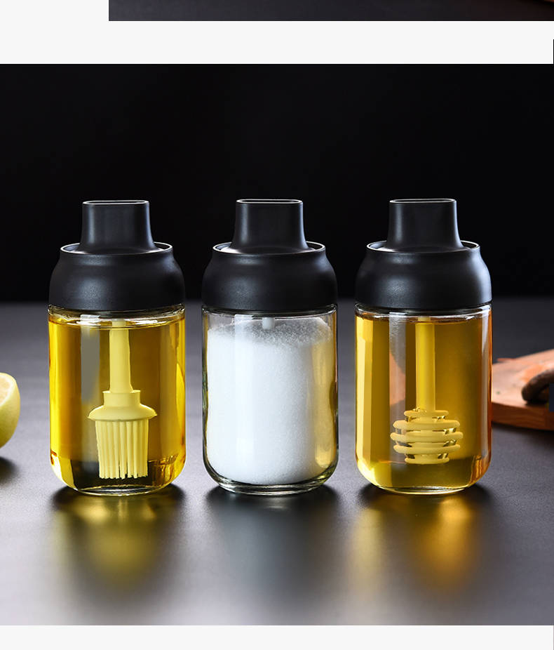密封罐勺盖一体玻璃瓶瓶调料瓶调料盒家用调味品罐盐罐蜂蜜瓶套装