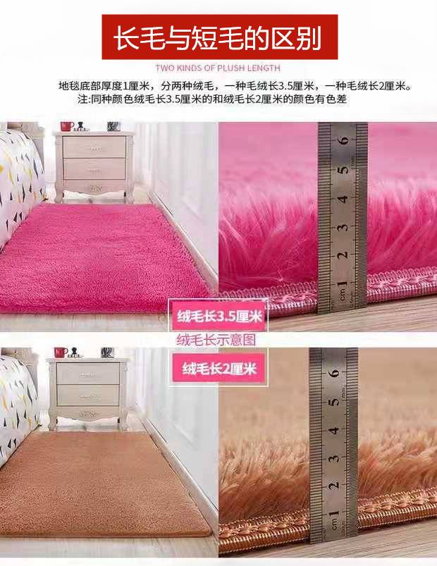 地毯卧室满铺客厅床边地毯榻榻米飘窗垫可爱房间公主粉色长毛地垫