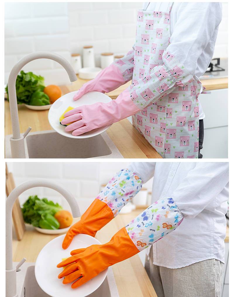 洗碗手套女厨房耐用型家用防水加绒加厚橡胶清洁胶皮家务洗衣衣服