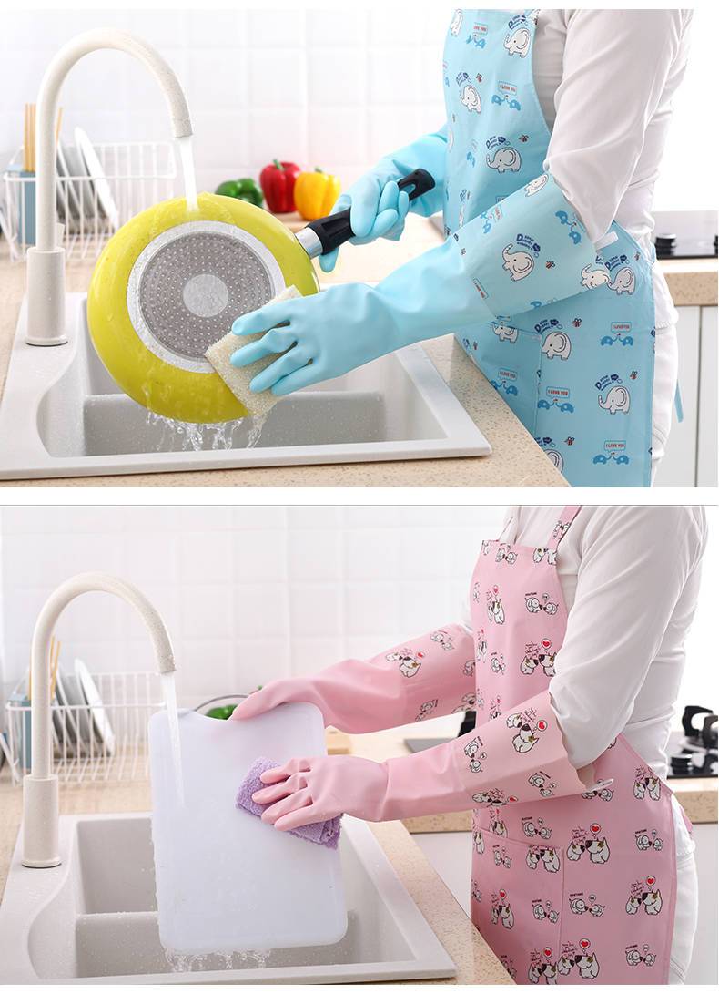 洗碗手套女厨房耐用型家用防水加绒加厚橡胶清洁胶皮家务洗衣衣服