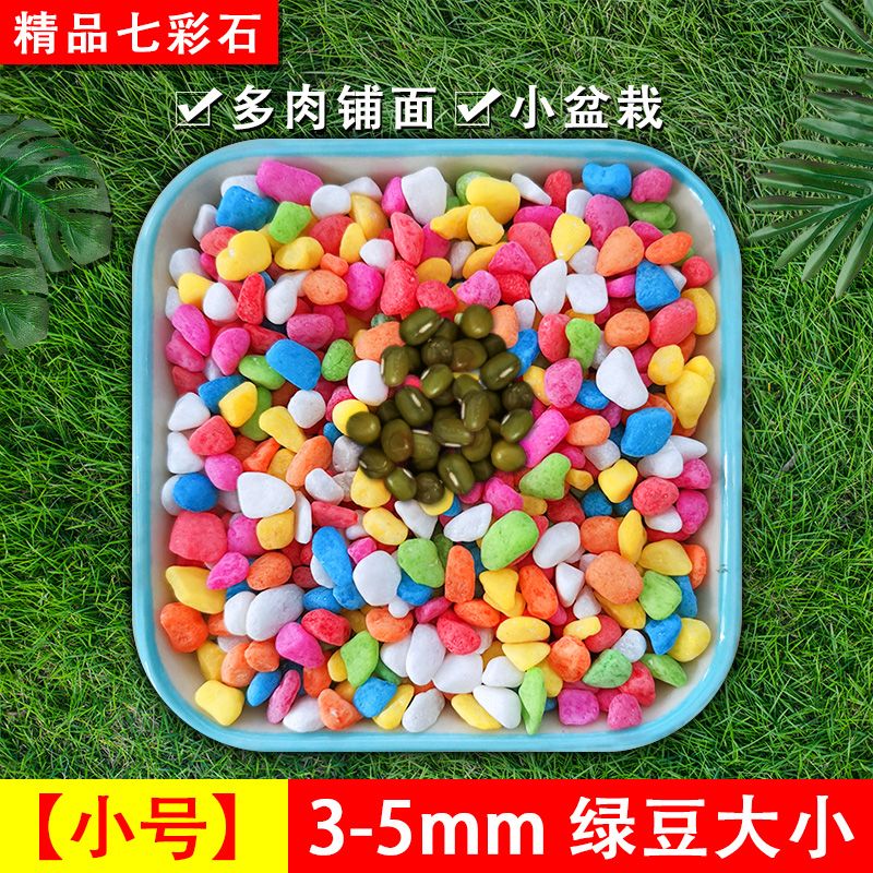 七彩石多肉铺面石园艺石子彩色石头花盆装饰小石子鱼缸底砂五彩石