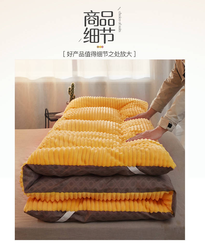 俞兆林加厚保暖魔法绒床垫双人榻榻米床褥学生垫被防滑可折叠垫子