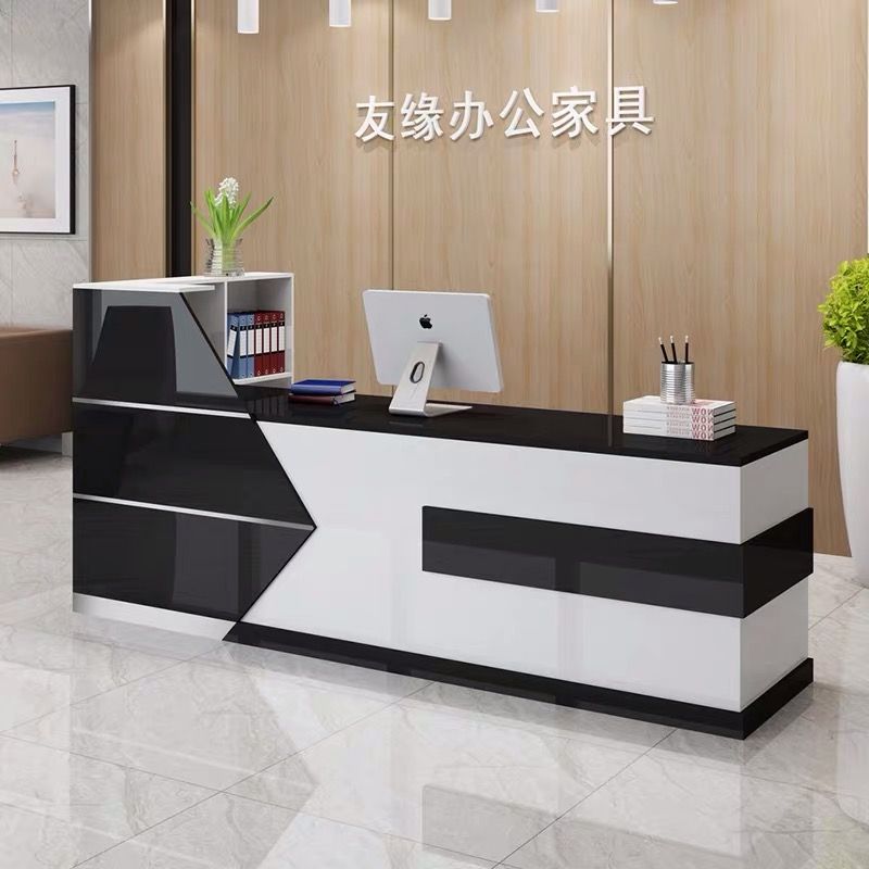 前台接待台简约现代大气烤漆办公桌收银台接待台桌创意吧台公司前