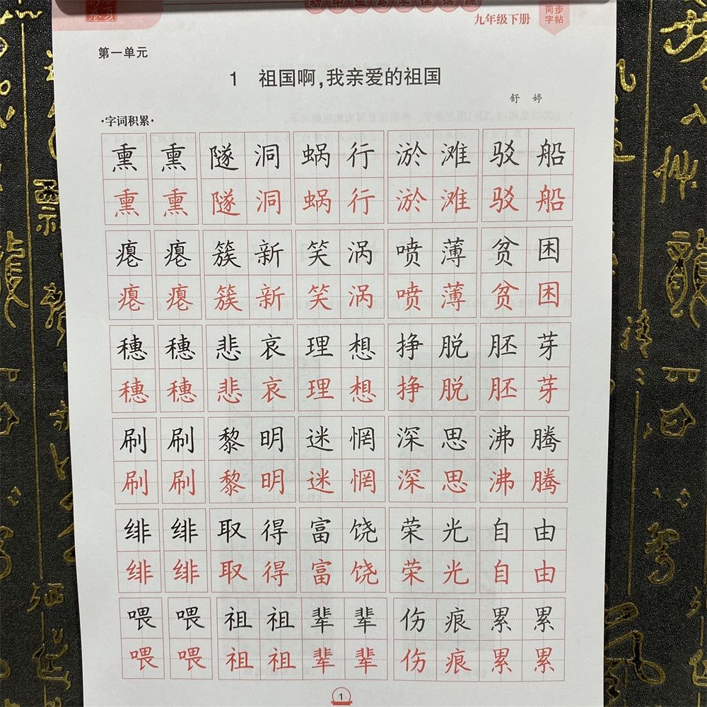 新版华夏万卷初中生写字课课练9九年级下册部编人教版 周培纳字帖