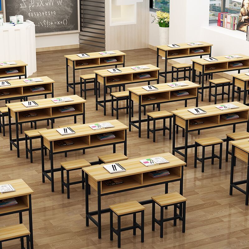 学校课桌椅中小学生双层课桌辅导班培训桌补习班带抽屉课桌椅直销2月