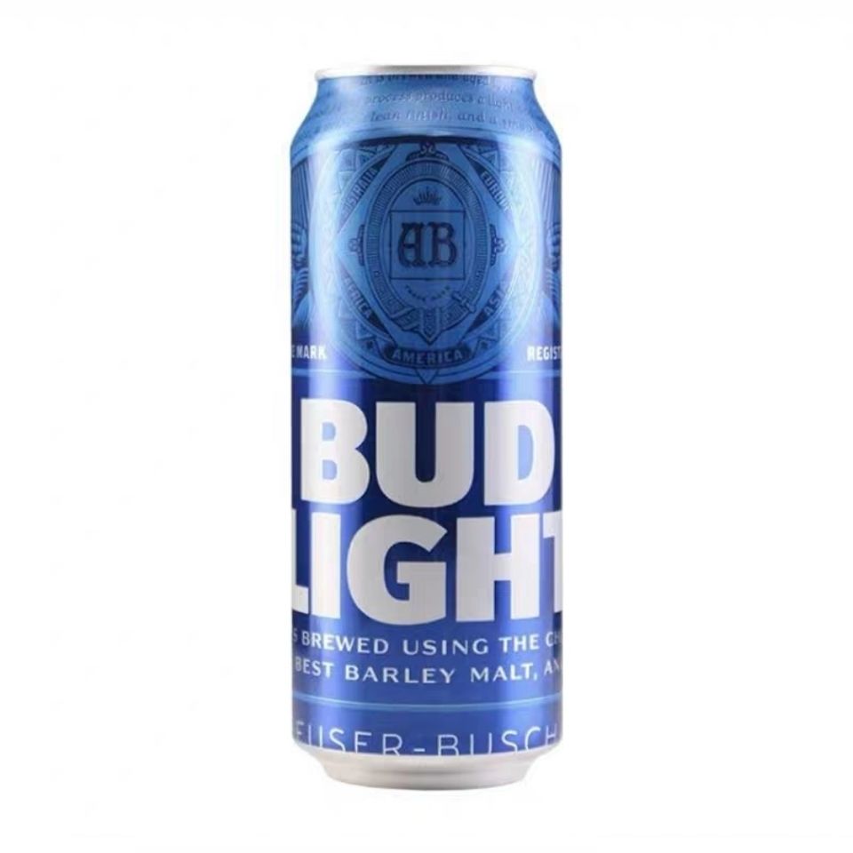 整箱24听英国进口budlight蓝色百威啤酒易拉铝罐装百德轻啤500ml