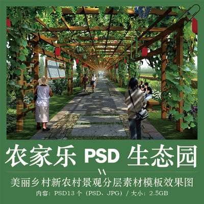 美丽乡村新农村农家乐生态园景观设计方案psd分层素材模板效果图