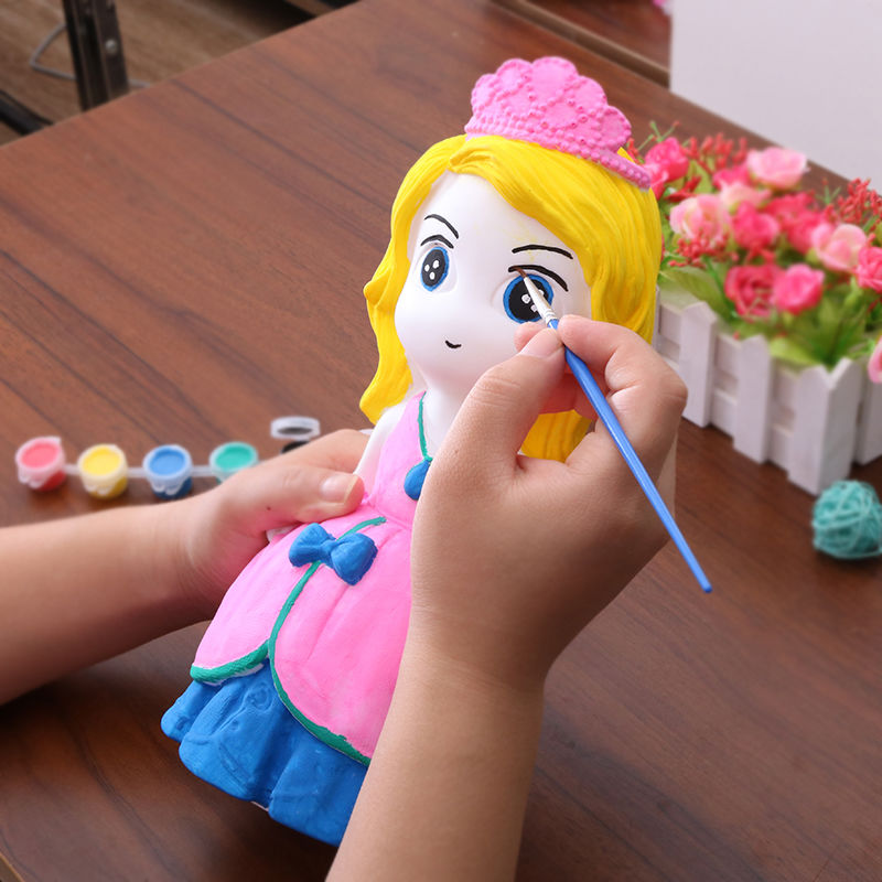 儿童涂色玩具石膏娃娃 彩绘存钱罐白胚画diy手工涂鸦陶瓷上色搪胶